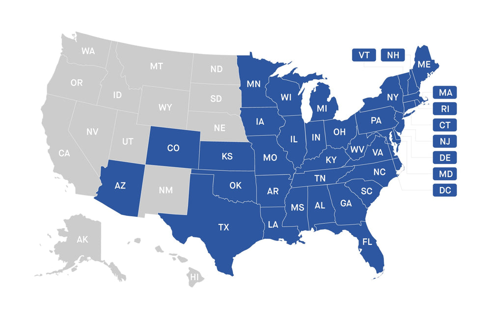 Shipping Cutoff Map of United States