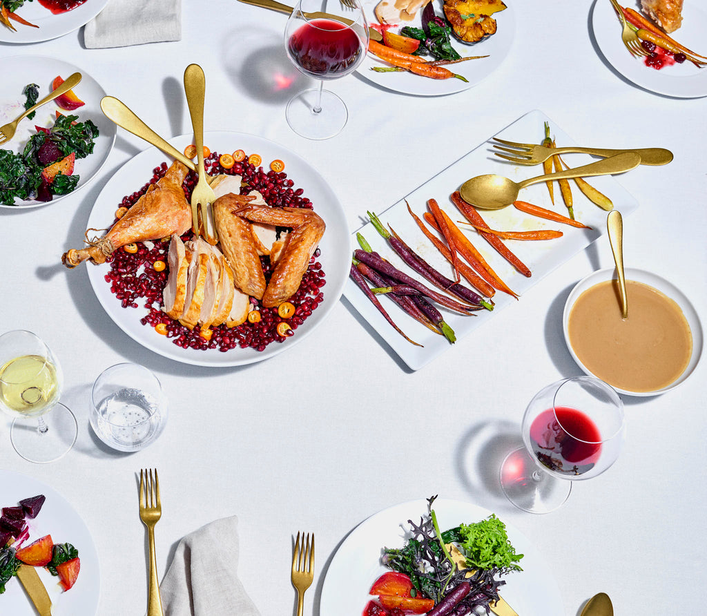 thanksgiving in a hostess set and dinner flatware