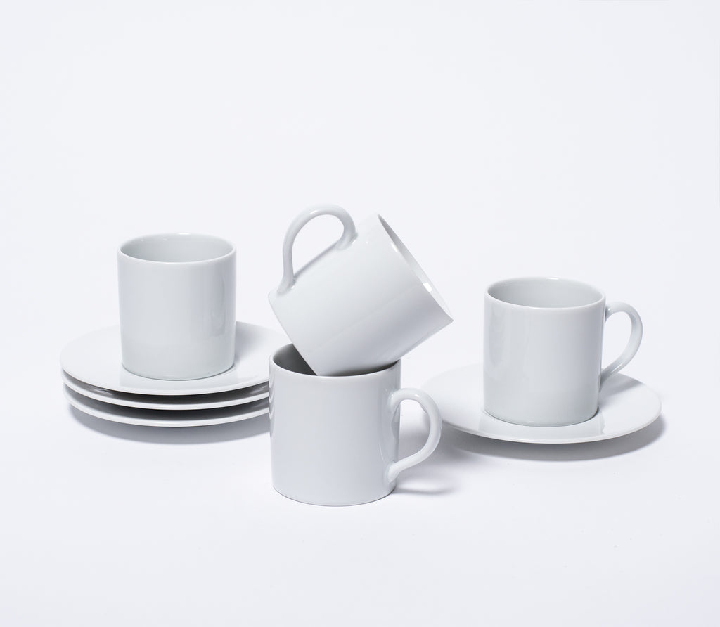 White Porcelain Espresso Cup & Saucer Snowe