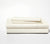 Folded set of two Classic Ivory Percale Pillow Cases on top of a folded Percale Fitted Sheet and Flat Sheet.