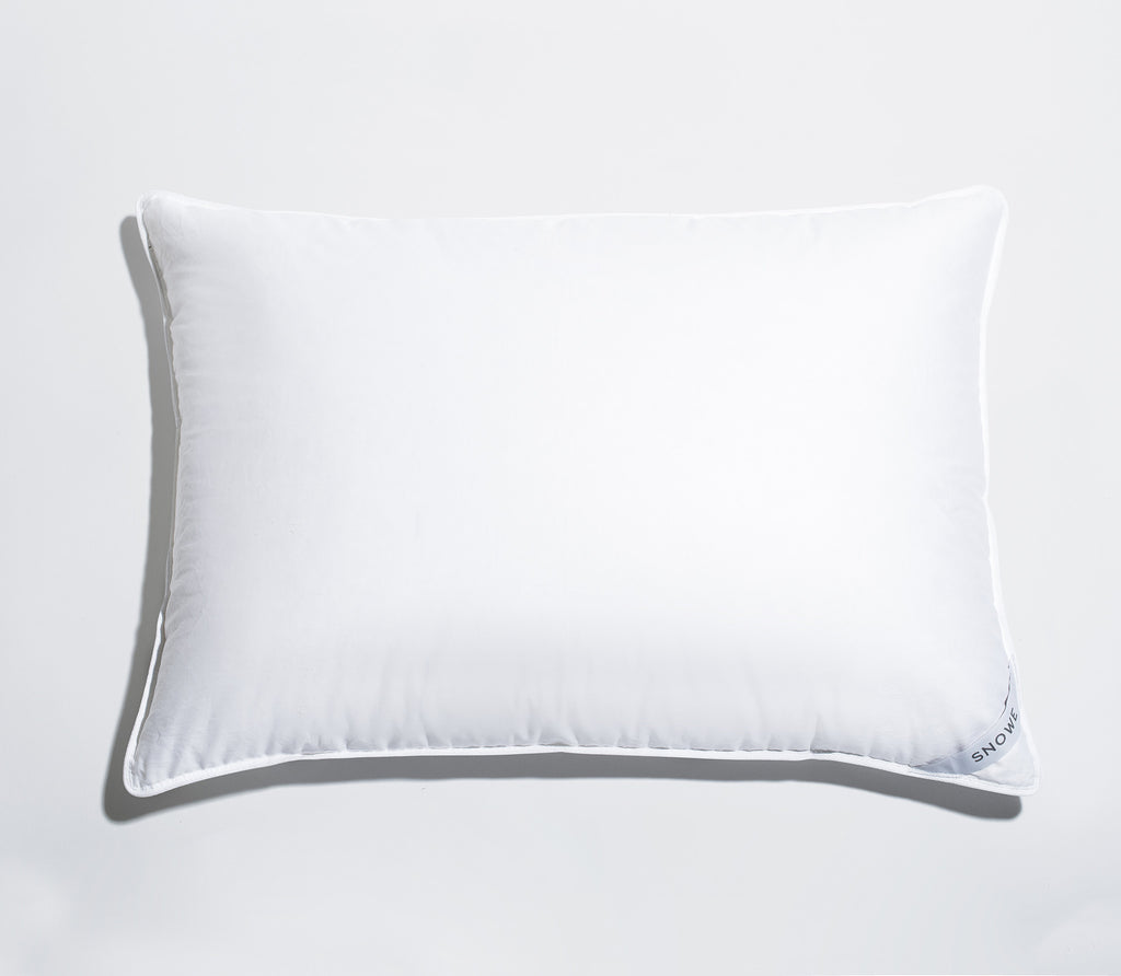 Down Pillow with logo with white background.